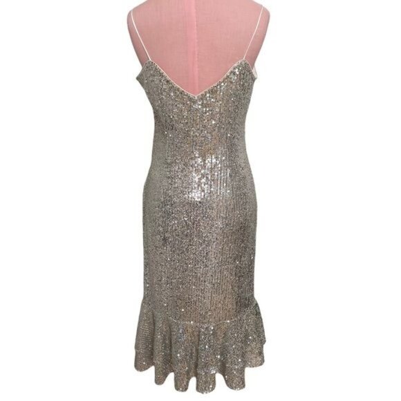 BHLDN Sachin & Babi Sequin Odelle Midi Dress in Silver & Gold Size 4 NWT - Picture 9 of 12
